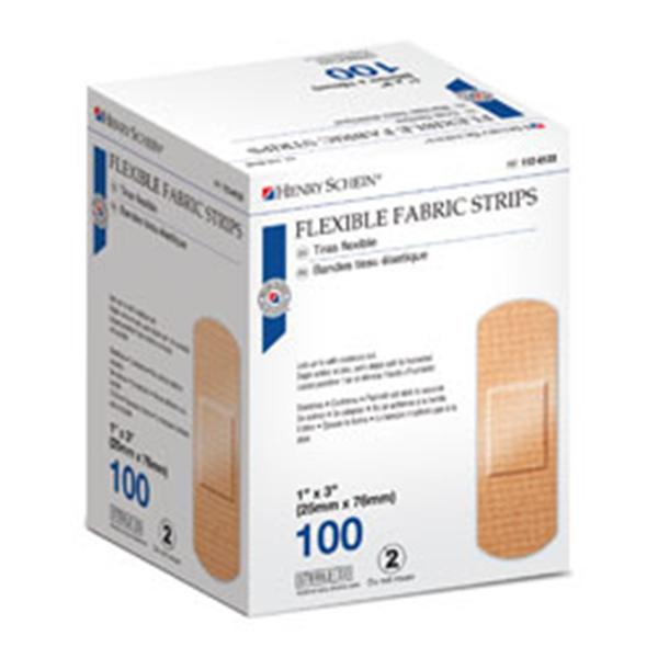 Henry Schein  Bandage Strips Fabric 1x3" Flexible Flesh LF 100/Bx, 54 BX/CA (1126133)