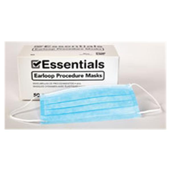 Essentials Healthcare Products Face Mask Earloop Essentials Procedural L1 Fld Rsstnt Blu 50/Bx, 20 BX/CA (1126761)