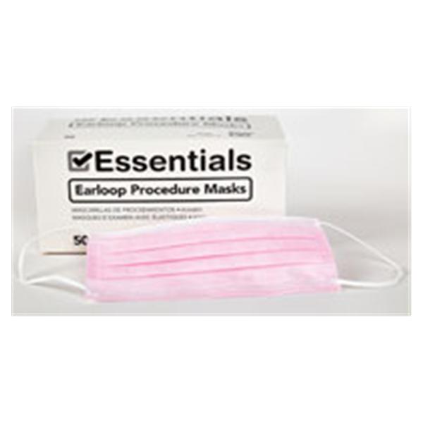 Essentials Healthcare Products Face Mask Earloop Essentials Procedural Pink 50/Bx, 20 BX/CA (1126762)
