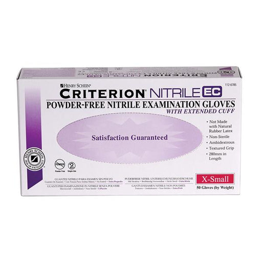 Henry Schein  Gloves Exam Criterion EC PF Nitrile Latex-Free 12 in XS 50/Bx, 10 BX/CA (FG-H020-0051)