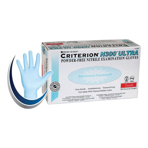 Henry Schein  Gloves Exam Criterion N300 Ultra PF Nitrile LF Sm Ice Blue 300/Bx, 10 BX/CA (1126830)