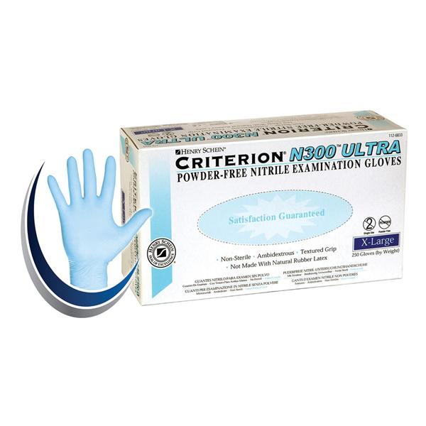 Henry Schein  Gloves Exam Criterion N300 Ultra PF Nitrile LF XL Ice Blue 250/Bx, 10 BX/CA (1126833)
