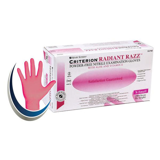 Henry Schein  Gloves Exam Criterion PF Nitrile LF XS Radiant Razz 200/Bx, 10 BX/CA (1127143)
