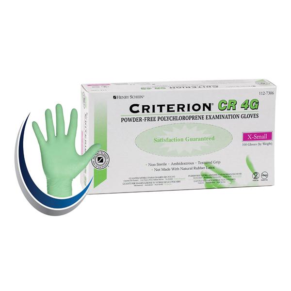 Henry Schein  Gloves Chlrprn Criterion CR4G LF PF X-Small NS Artic Lime 100/Bx, 10 BX/CA (1127306)