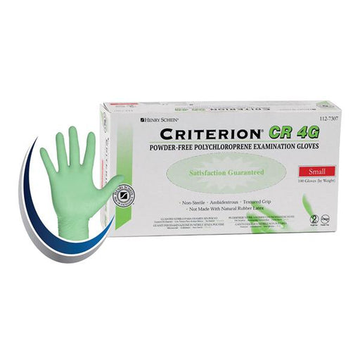 Henry Schein  Gloves Chlrprn Criterion CR4G LF PF Small NS Artic Lime 100/Bx, 10 BX/CA (1127307)