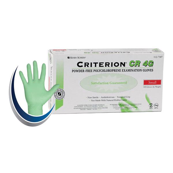 Henry Schein  Gloves Chlrprn Criterion CR4G LF PF Small NS Artic Lime 100/Bx, 10 BX/CA (1127307)