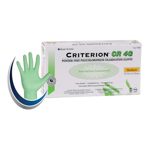 Henry Schein  Gloves Chlrprn Criterion CR4G LF PF Medium NS Artic Lime 100/Bx, 10 BX/CA (1127308)