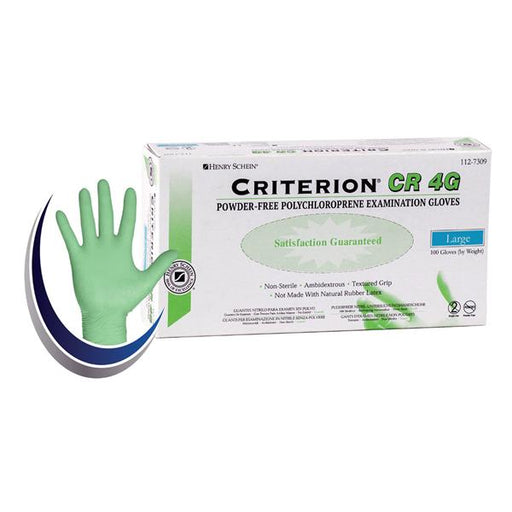 Henry Schein  Gloves Chlrprn Criterion CR4G LF PF Large NS Artic Lime 100/Bx, 10 BX/CA (1127309)