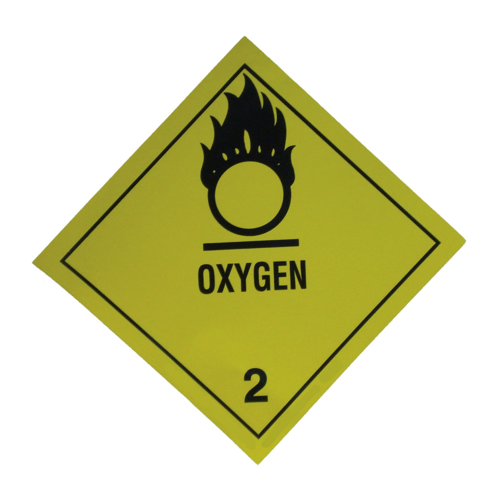 Yellow O2 Signage Yellow Oxygen Label — Grayline Medical