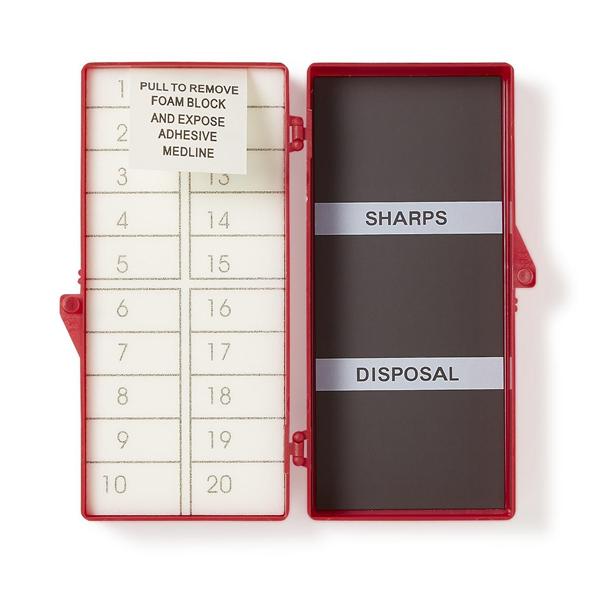 Medline Industries  Counter Needle Foam Block/Magnet 20 Count Red Sterile 64/Ca