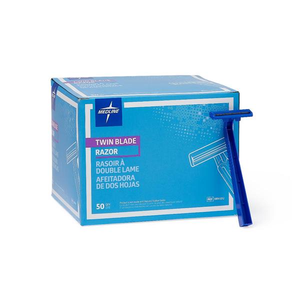 Medline Industries  Razor Twin Blade Disposable 50/Bx, 10 BX/CA (BRN1312)