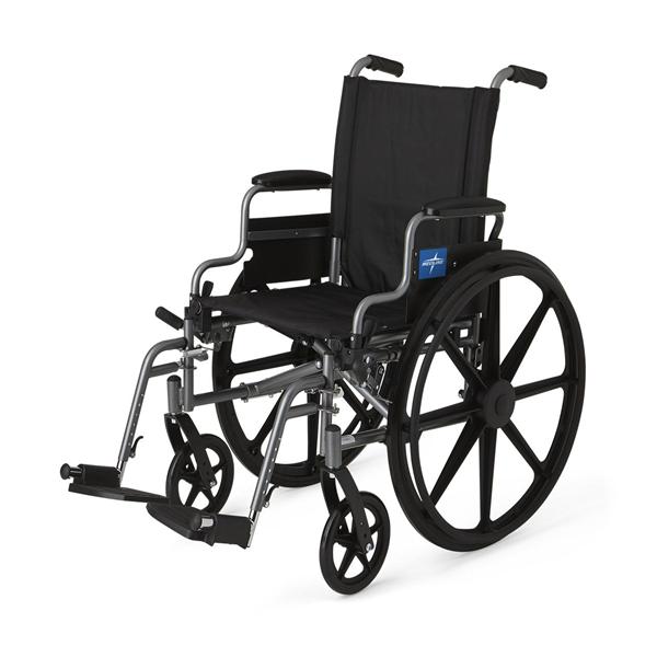 Medline Industries  Wheelchair 300lb Capacity 16x18 Blk Arm Dtchbl Ftrst SA Lgrsts Ea