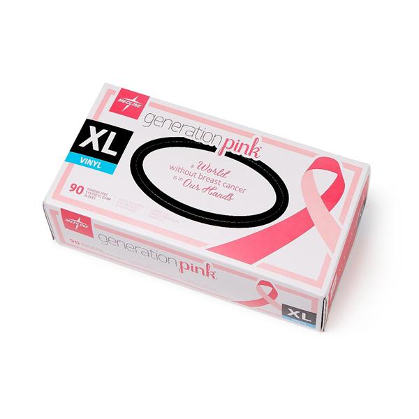 Medline Industries  Gloves Exam Generation Pink 3G PF Vinyl LF 9.5 in XL Pink 900/Ca