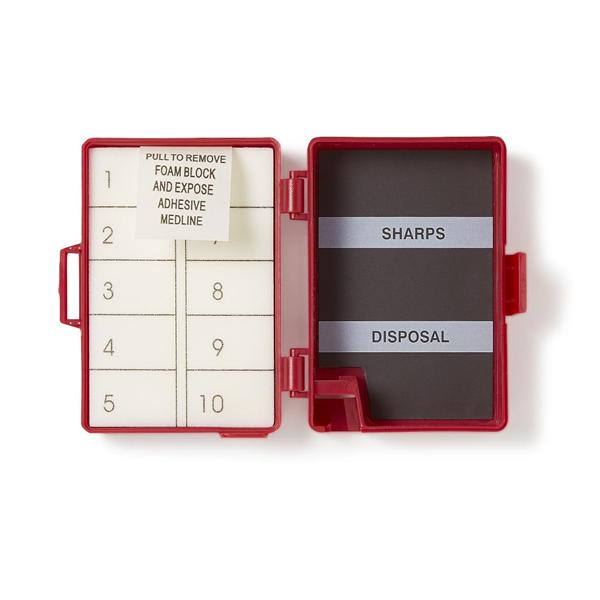 Medline Industries  Counter Needle Foam Block/Magnet 10 Count Red Sterile 50/Ca