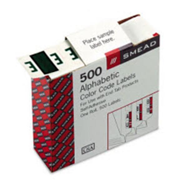 S&W Manufacturing a Smead Labels Barcode "E" Dark Green 500/Rl 1/Rl