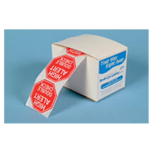 Health Care Logistics Label High Alert Double Check English 2x2 Adhesi ...