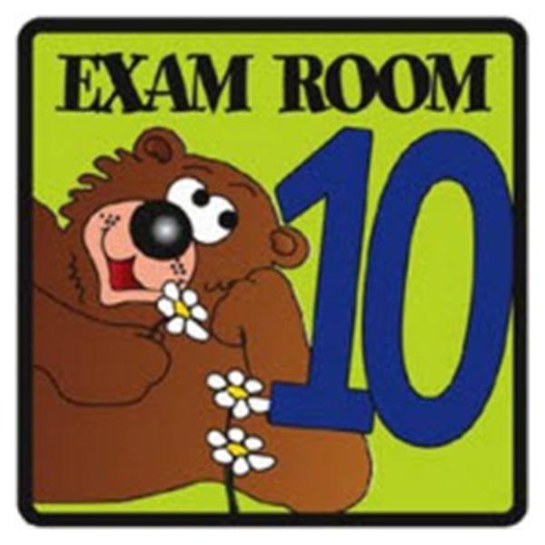 Clinton Industries Sign Exam Room 5-1/2x5-1/2" Flat Surface Mount Br/Grn Plstc Ea
