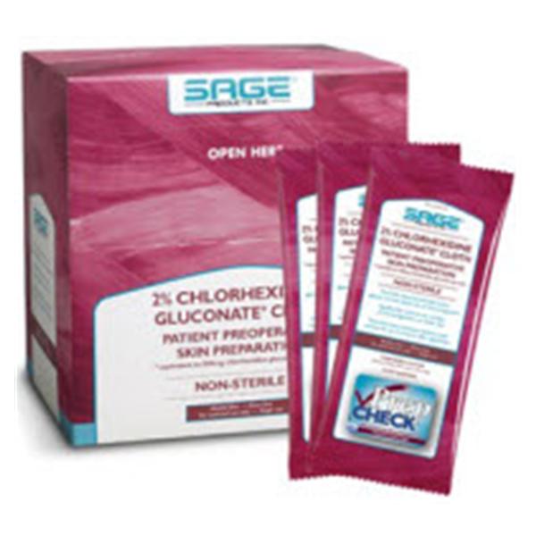 Sage Products Cloth Prep Chlorhexidine Gluconate 2% 7-1/2x7-1/2" 6x32/Ca
