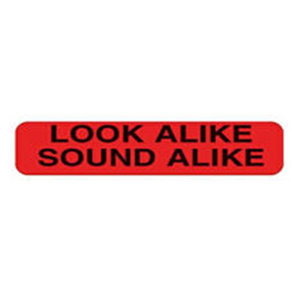 Health Care Logistics Label Look/Sound Alike English 1-5/8x3/8" Adhs Red/Black 1000/Pk