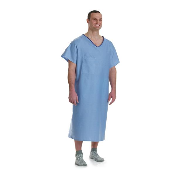 Medline Industries  Gown IV 100% Polyester One Size Unisex Solid Blue Adult 72/Ca