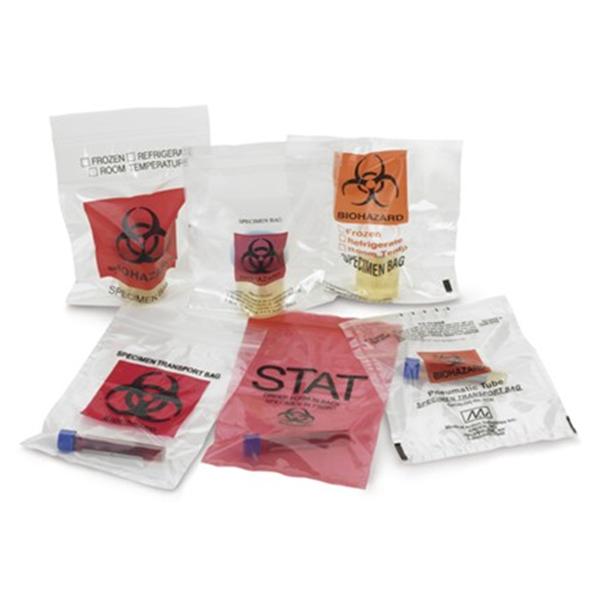 Medegen Medical Products Bag Biohazard 8x10" Zp Plstc Clr/Blk/Rd 2mil Symbl 1000/Ca (4925)