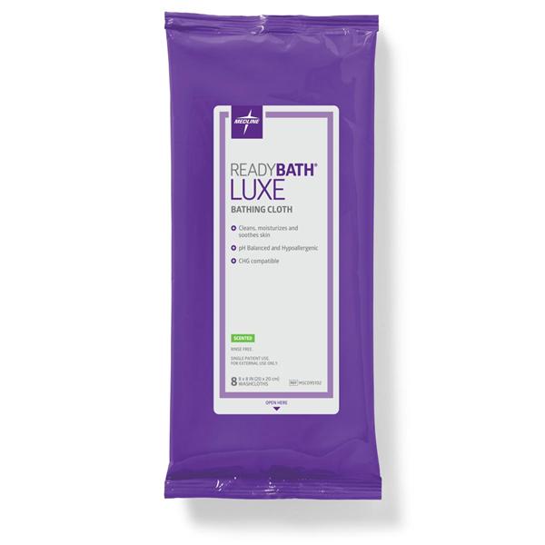 Medline Indus Washcloth Cleansing ReadyBath LUXE Ttl Bdy Hvywt 8x8 Scnt 24/Ca