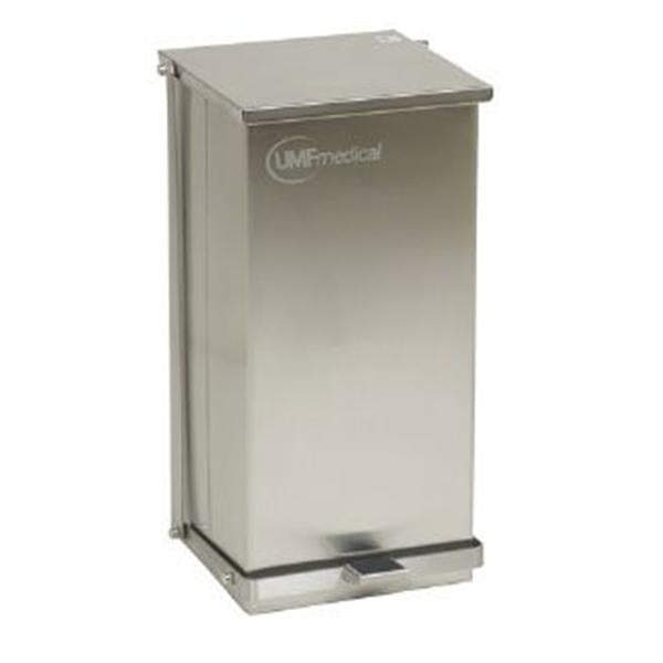 UMF Medical Can Trash Flame-Retardant SS 12gal StpOn Pdl Flt Hng Ld Sqr Ea