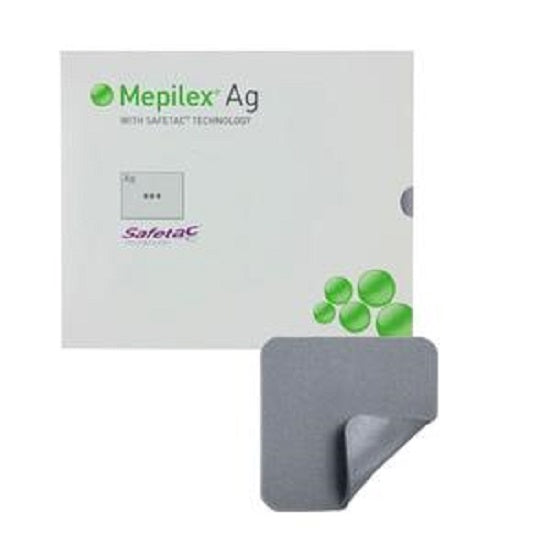Molnlycke Mepilex Ag Antimicrobial Foam Dressing - 4" x 5" Grayline Medical Molnlycke Mepilex Ag Antimicrobial Foam Dressing - 4" x 5" Grayline Medical