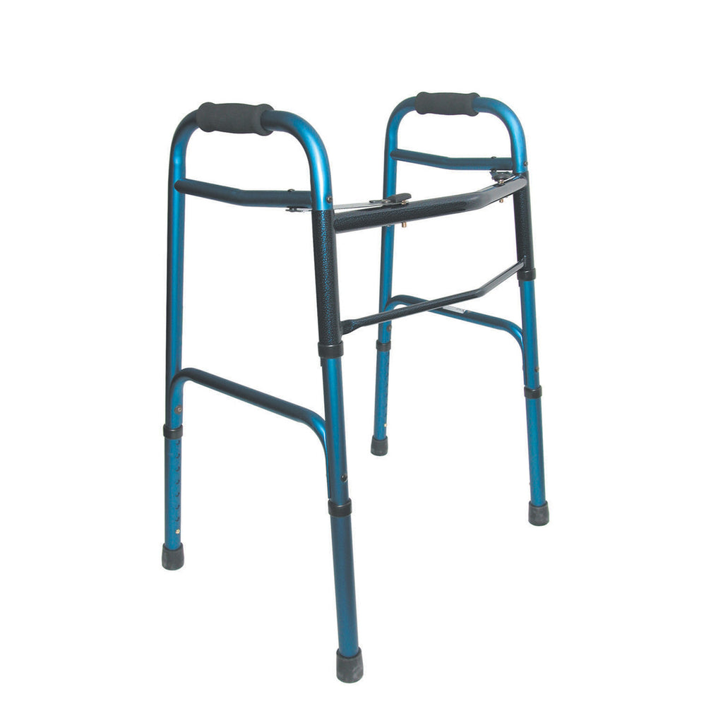 Lightweight Folding Walker with Two Button Release-Blue