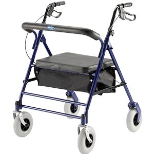 Compass Health Brands PMI ProBasics Steel Patient Rollator, Economy, 6" Wheels, 300 lb Capacity, 13" Seat, Seat Depth 9.5" 23" Blue