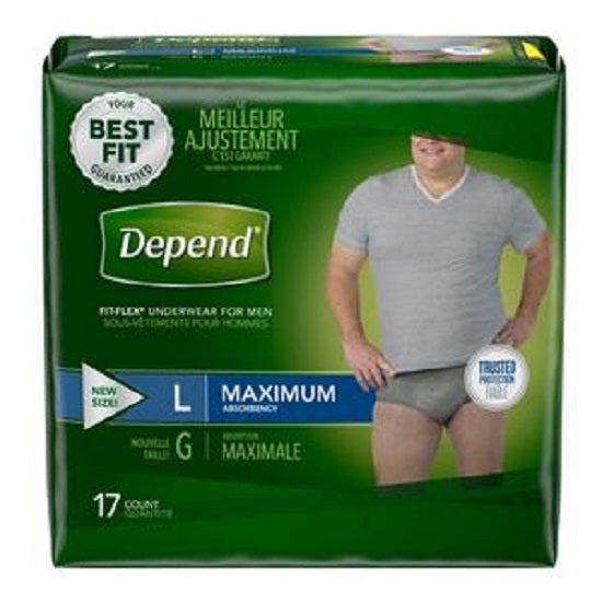 Kimberly Clark Depend Fit-Flex Incontinence Underwear for Men Gray —  Grayline Medical