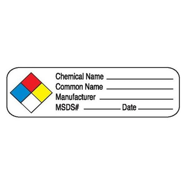 Phlebotic Label MSDS Chemical Name NFPA 2-1/2x3/4" 250/Pk