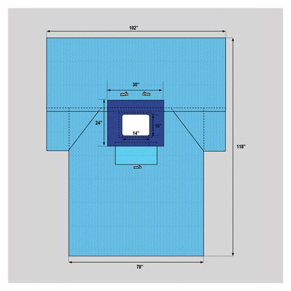 Welmed  Drape Breast/Chest Surgical 1x14" Fenestrated 12-1/2x118" Strl Ea, 20 EA/CA (1222-2156)