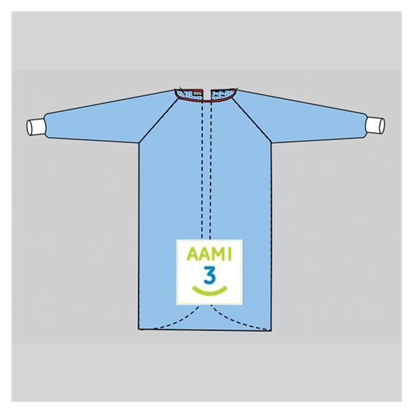 Welmed  Gown Surgical Large Blue Fly Poly Rnfrc AAMI Level 3 Strl LF Ea, 24 EA/CA (1231-135L)