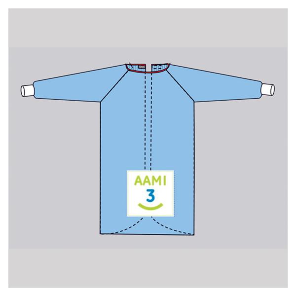 Welmed  Gown Surgical XL Blue Fly Poly Rnfrc AAMI Level 3 Strl LF Ea, 24 EA/CA (1231-135XL)