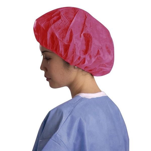 Medline Industries  Cap Bouffant Boundary 24 in Regular / Large Red 500/Ca