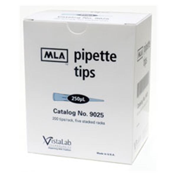 VistaLab Technologies MLA Pipette Tip 5-250uL NS Disposable Stack Racked 1000/Pk, 10 PK/CA (9025)