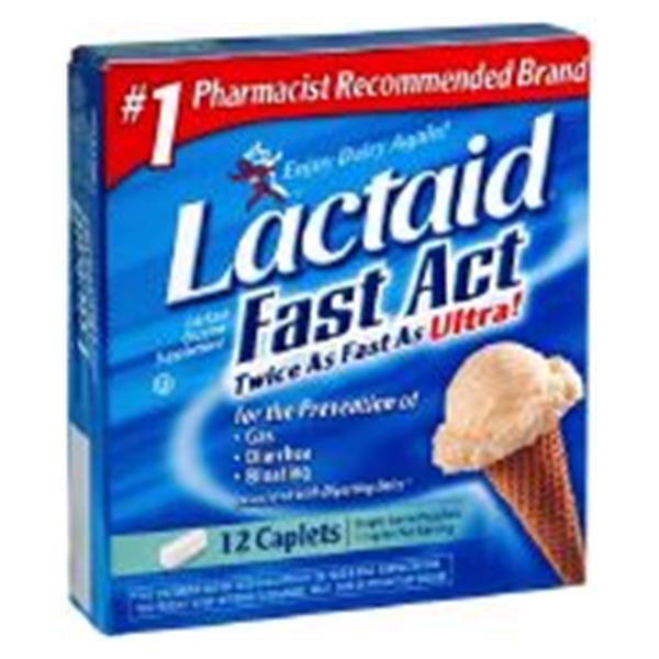 J&J Consumer Products Lactaid Fast-Acting Dairy Aid Caplets 12/Bx