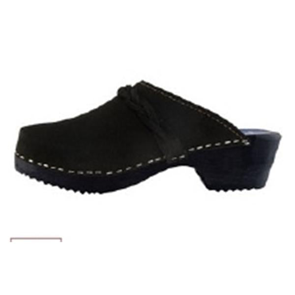 Torpatosslen Clog Open Back Suede / Wood Sole Womens Adult Blk Sz 9 SlpOn 1/Pr