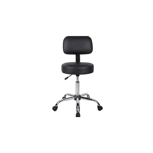 Boss Office Products Stool Exam Black 5 Leg Casters Backrest Ea (B245-BK)