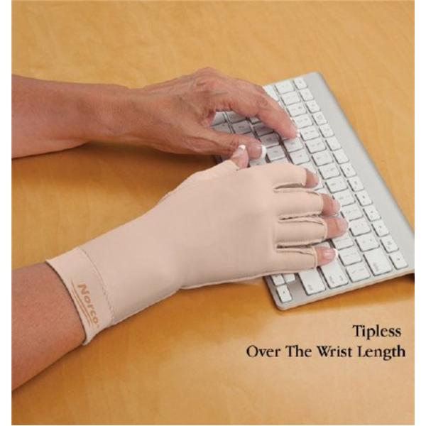 Northcoast Medical Glove Thrpdc/Cmprsn Ovr Wrst Norco Tpls Fngr Lft Md Bg Ea