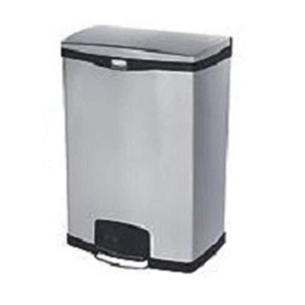 Rubbermaid Container Waste Slim Jim SS 90L/24gal Step-On Black Ea
