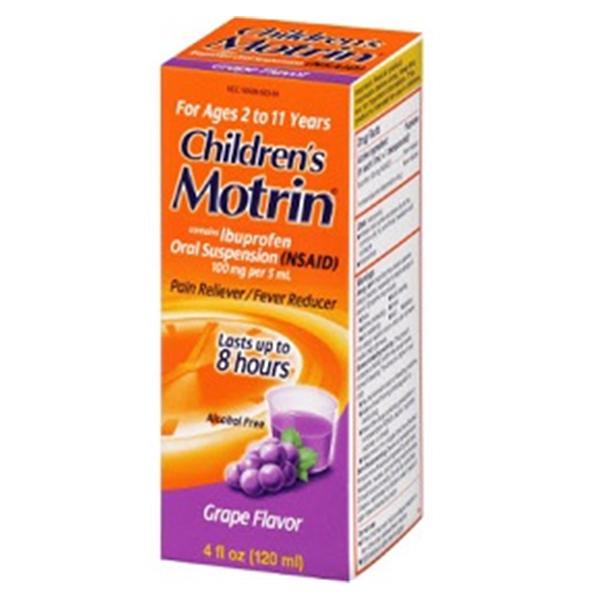 J&J Consumer Products Motrin 100mg/5mL Children Suspension 4oz Grape 4oz/Bt, 36 BT/CA (306030300)