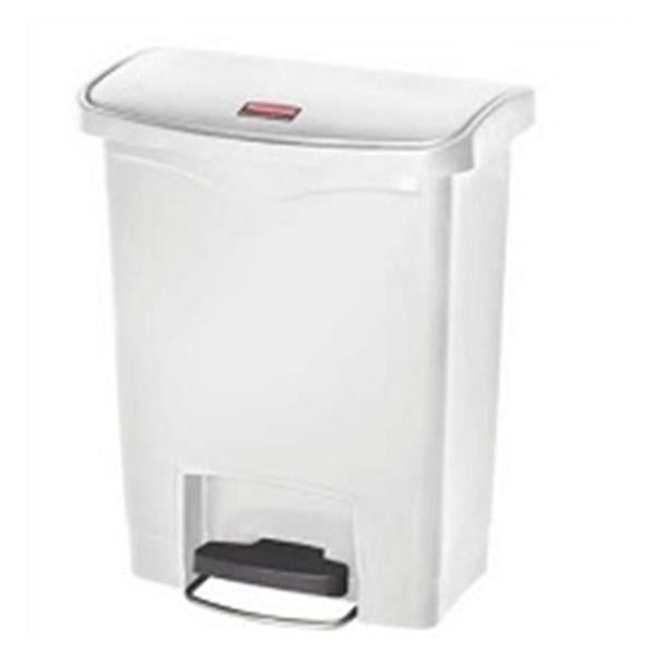 Rubbermaid Bin Slim Jim Step-On White 8 Gal Ea