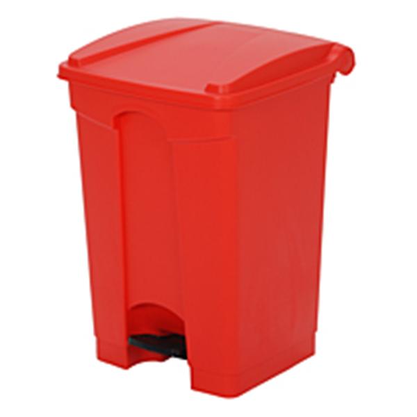 Continental Commercial Prod Can Trash Plastic 12gal Step-On Pedal Lid Red Rectangle Ea