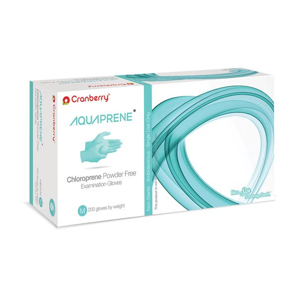 Pro2 Solutions Gloves Chloroprene AquaPrene Latex-Free PF Medium NS Aqua 200/Bx, 10 BX/CA (CR3027)