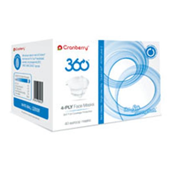 Pro2 Solutions Face Mask Earloop Cranberry 360 Level 2 Fluid Resistant Blu 40/Bx, 8 BX/CA (Q2811B)