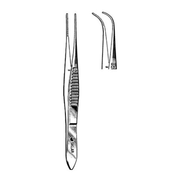Sklar Instruments Forcep Iris Econo 4" Serrated Serrated Half Curve SS 25/Bx