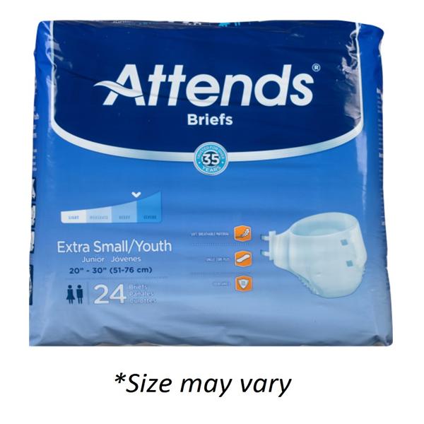 Attends Healthcare Products Brief Attends Adult Unisex Small 25-35" Heavy-Severe White 24/Bg, 4 BG/CA (BRBX15)