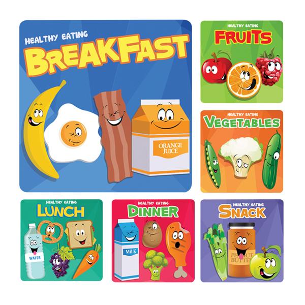 Sherman Specialty Stickers 2.5 in x 2.5 in Healthy Eating 100/Rl